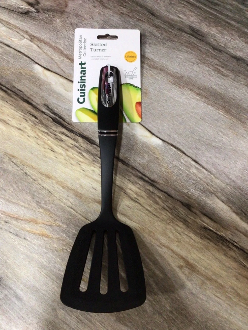 Cuisinart CTG-12-LT Slotted Turner Nylon Nonstick Spatula Black 13.75” NWT